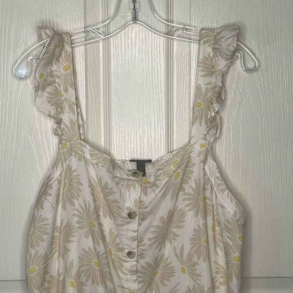 Torrid 1 Daisy Daydream Tank Top Sz 1X 14 - 16 Tan White Floral - Picture 3 of 12